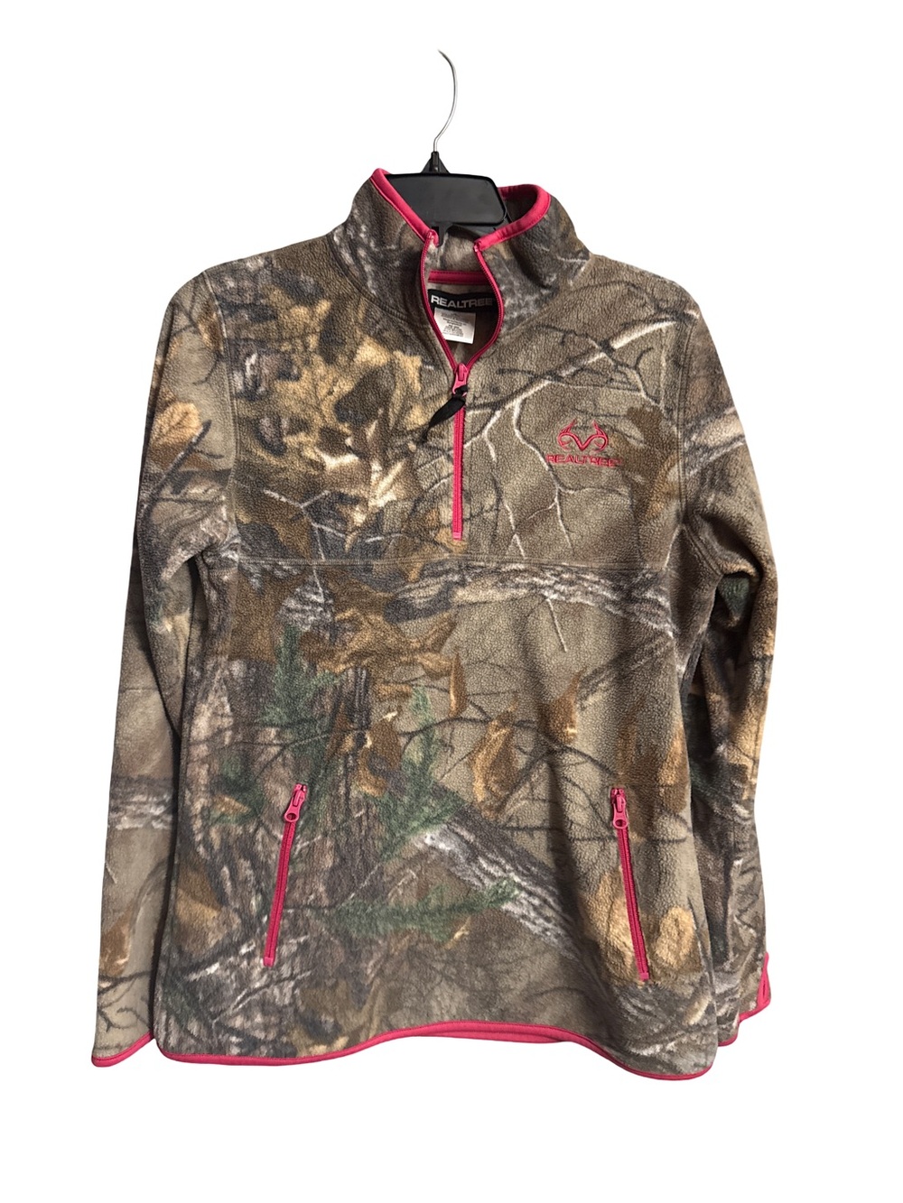 Realtree Women's RT Xtra Camouflage Full Zip Fleece Jacket with Pink Trim